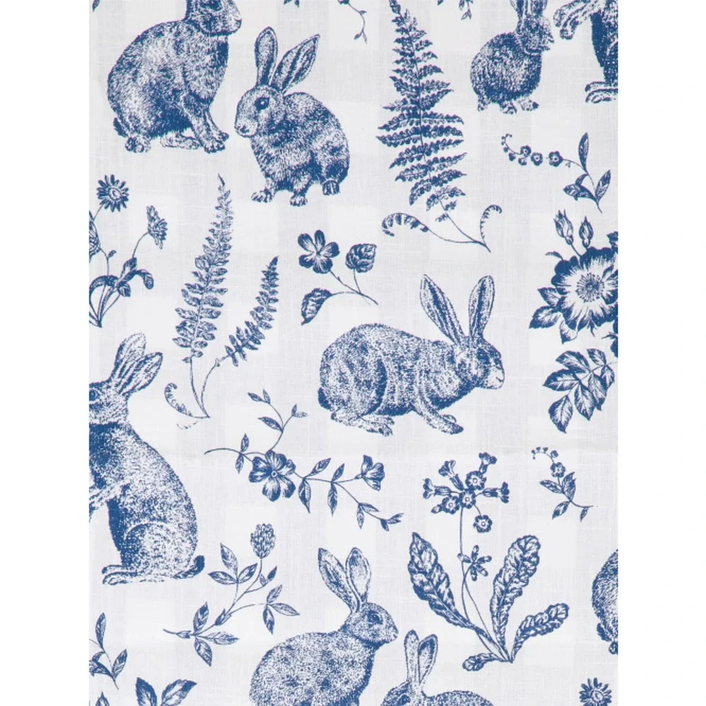 THE FARMHOUSE BY RACHEL ASHWELL Blair Bunnies Blue 16X90 Reversible Table Runner